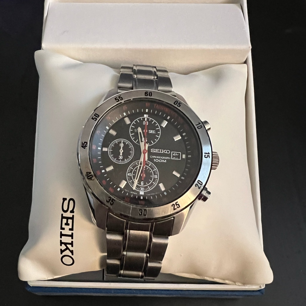 Seiko Chronograph Quartz Black Dial Mens Watch